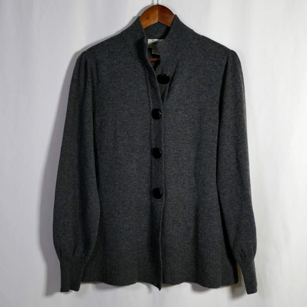 Neiman Marcus Womens 100% Cashmere Cardigan Size XL Gray Quiet Luxury Old Money